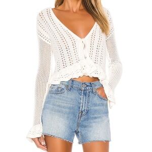 Tularosa Ohana Crochet Cardigan in White